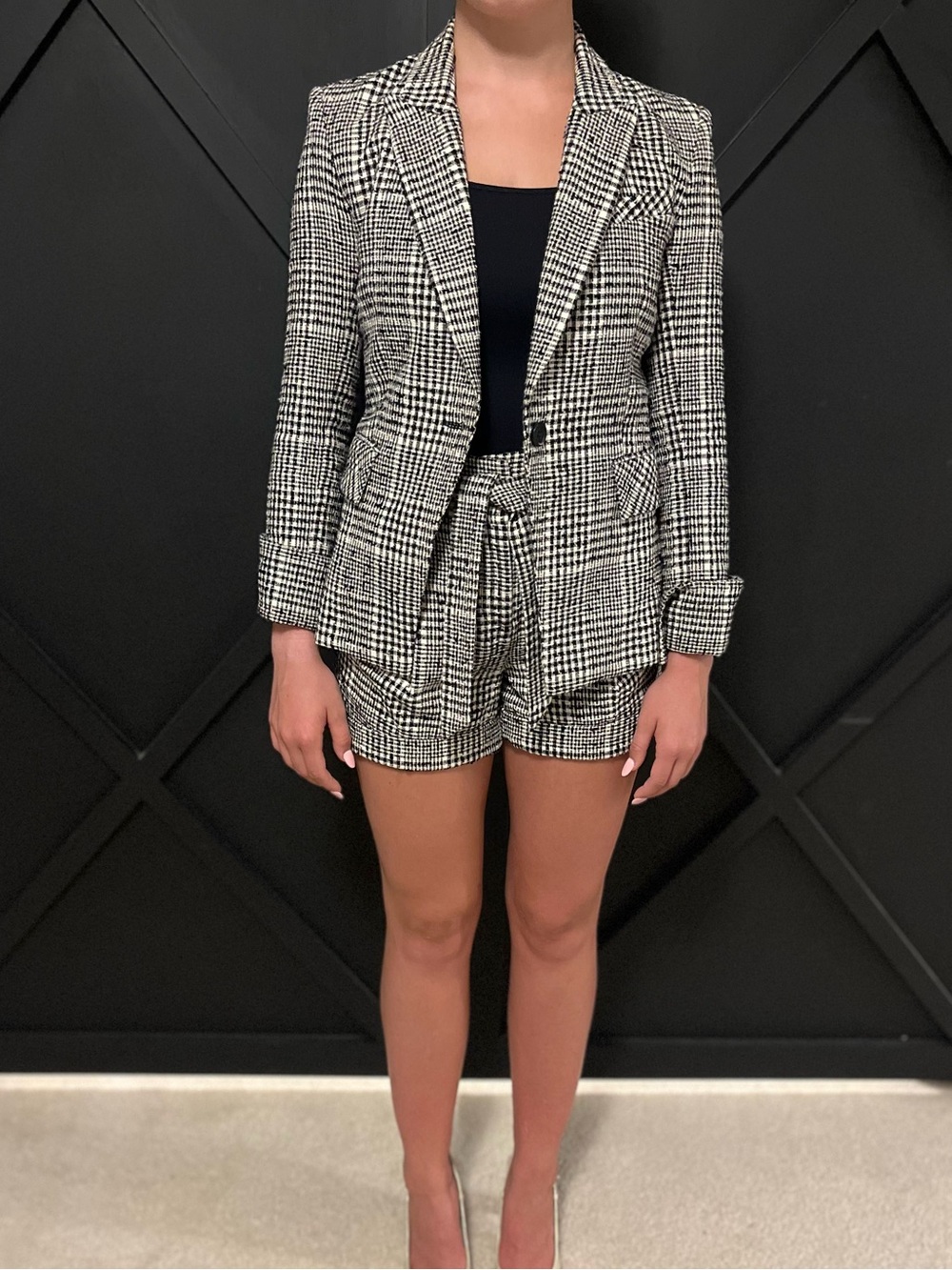 Black and white checkered, Veronica Beard, blazer and short set